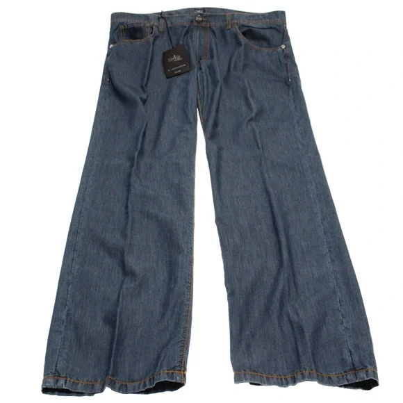 Hettabretz NWD Cotton / Silk Blend 5 Pocket Jeans Size 58 (42 US) In Solid Blue